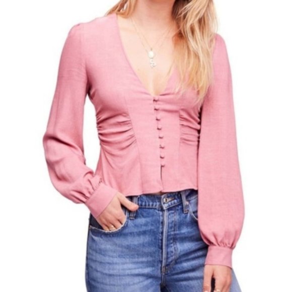 Free People Tops - Free People Pink Button Front Maise Top